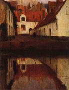 Albert Baertsoen Little Town on the Edge of Water(Flanders) Sweden oil painting artist